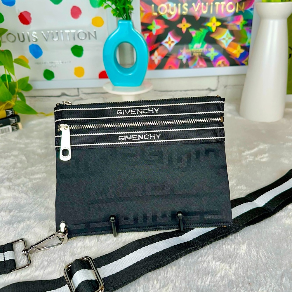 Givenchy black nylon canvas crossbody pouch bag with strap! Nice!! Great gift!